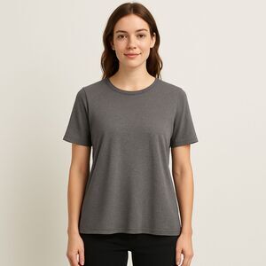 Eileen Fisher Gray 100% Organic Cotton Tee – Size S